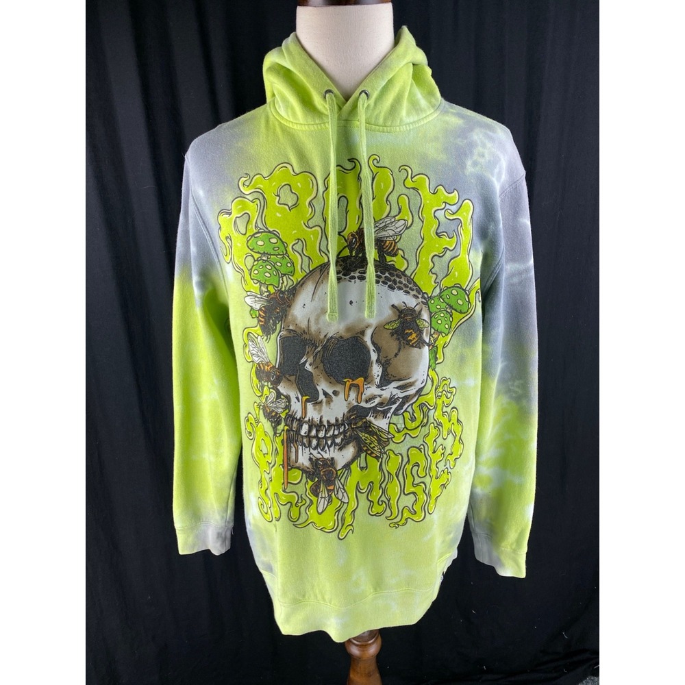 Broken Promises Mens L Skull Beehive Tie Dye Grunge Hoodie‎ Sweatshirt
